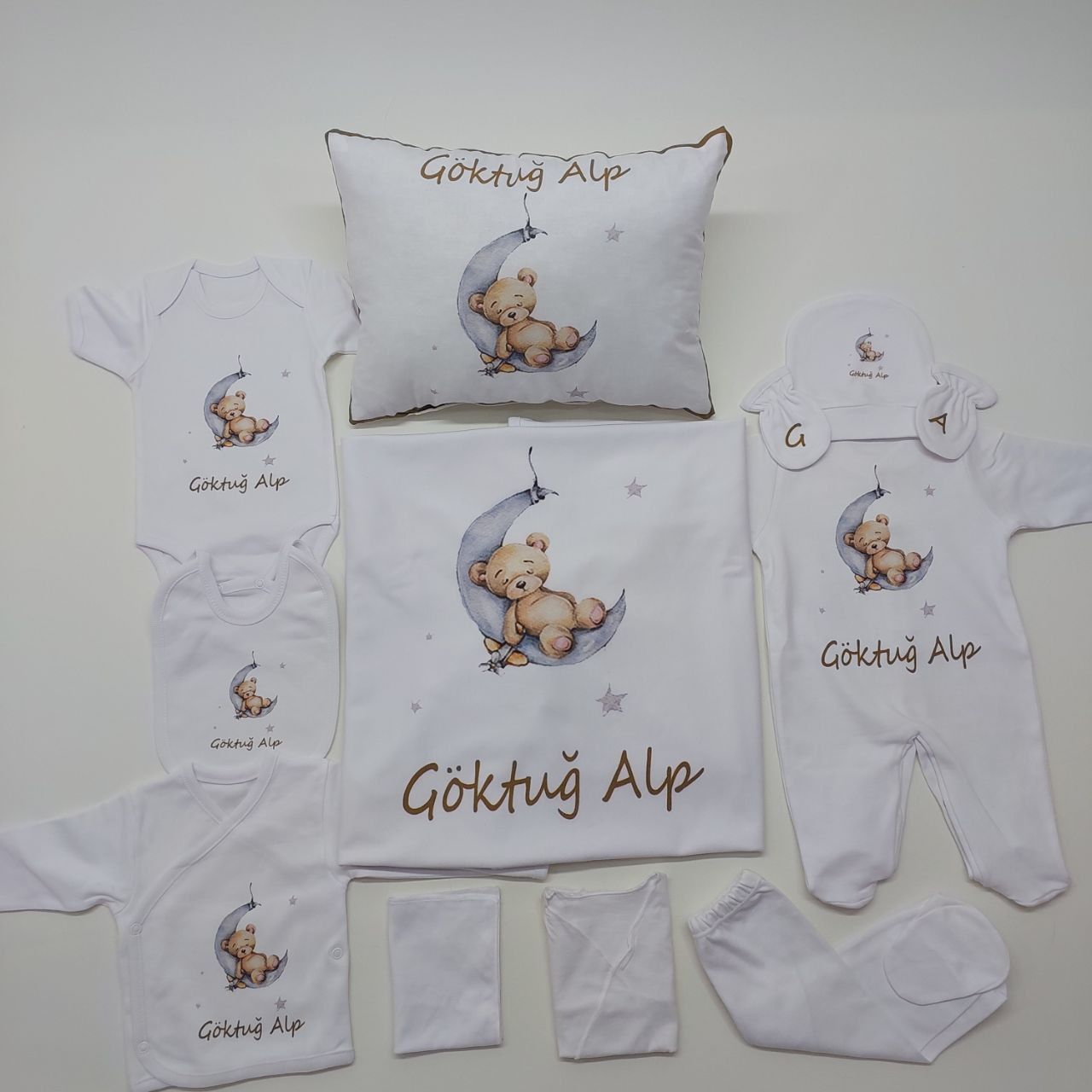 12 Parça Baskılı Ayıcık Desenli Hastane Çıkış Set