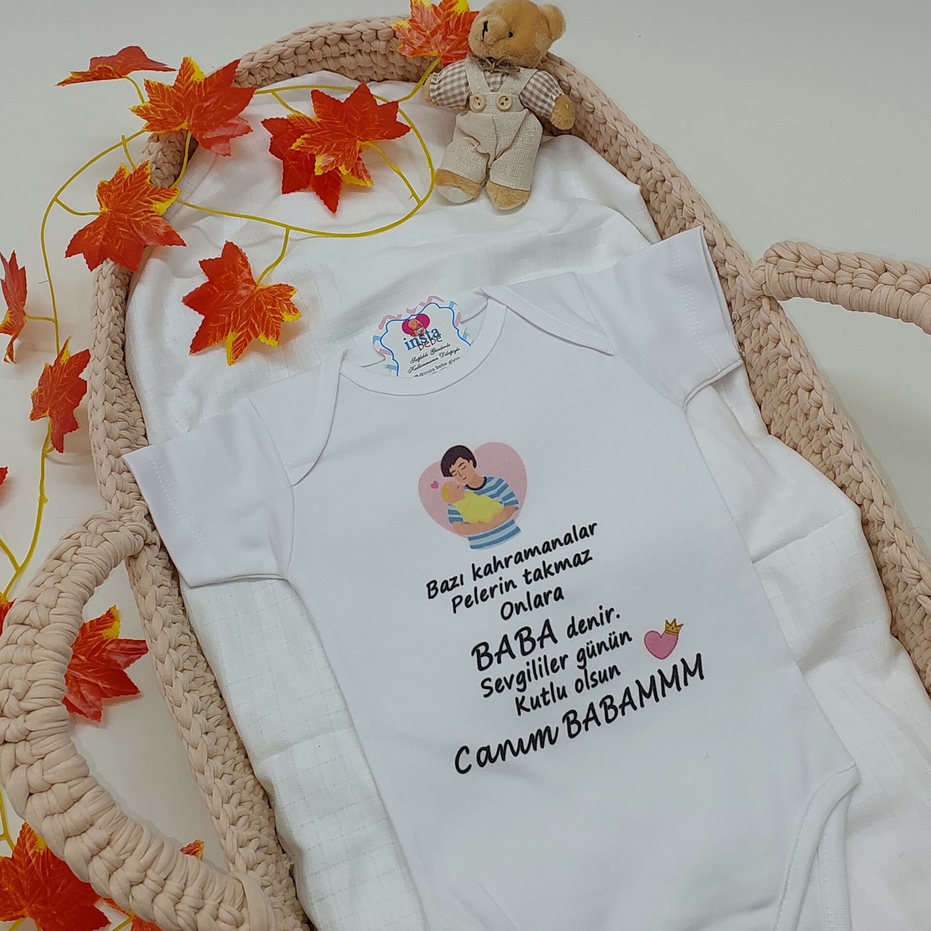 Baba Yazılı Sevgililer Günü Hediyesi Zıbın Kısa Kollu