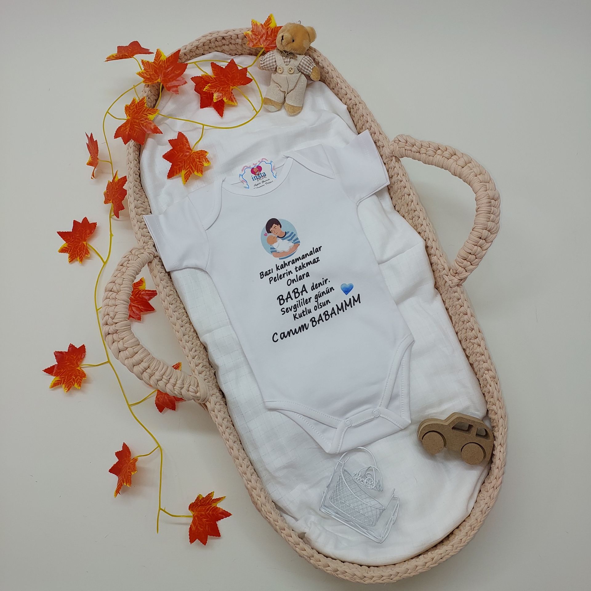 Baba Yazılı Sevgililer Günü Hediyesi Zıbın Kısa Kollu