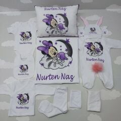12 Parça Baskılı Minnie Mouse Desenli Hastane Çıkış Set