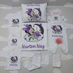 12 Parça Baskılı Minnie Mouse Desenli Hastane Çıkış Set
