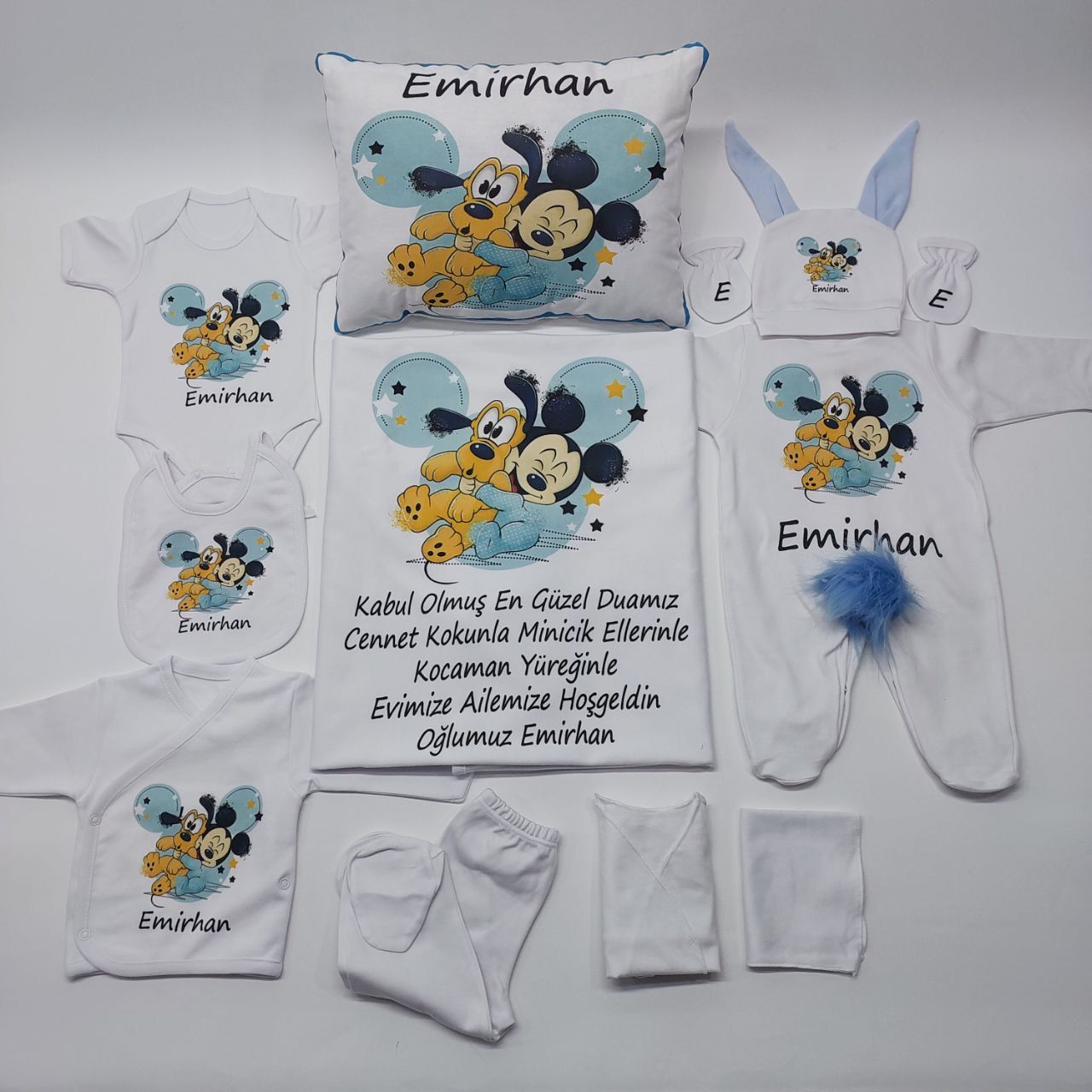 12 Parça Baskılı Mickey Mouse Desenli Hastane Çıkış Set