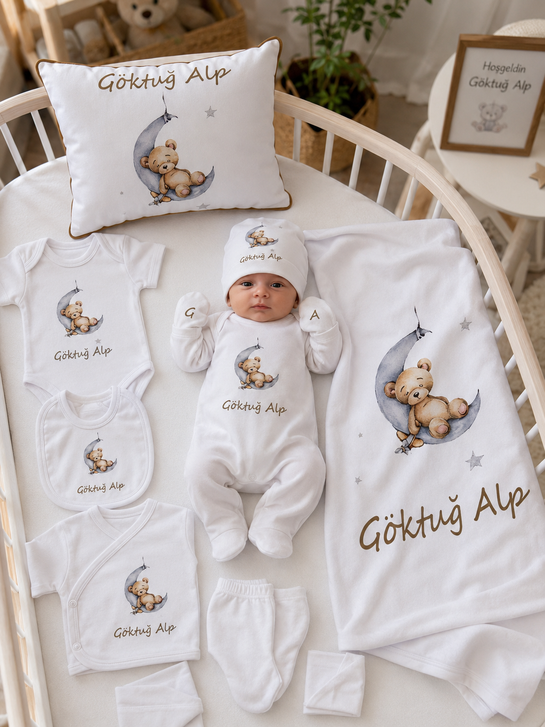 12 Parça Baskılı Ayıcık Desenli Hastane Çıkış Set