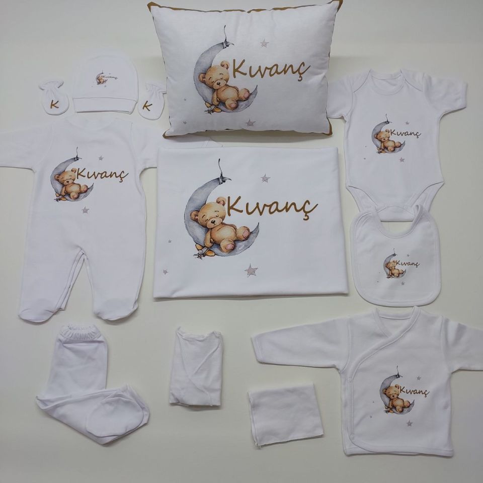 12 Parça Baskılı Ayıcık Desenli Hastane Çıkış Set