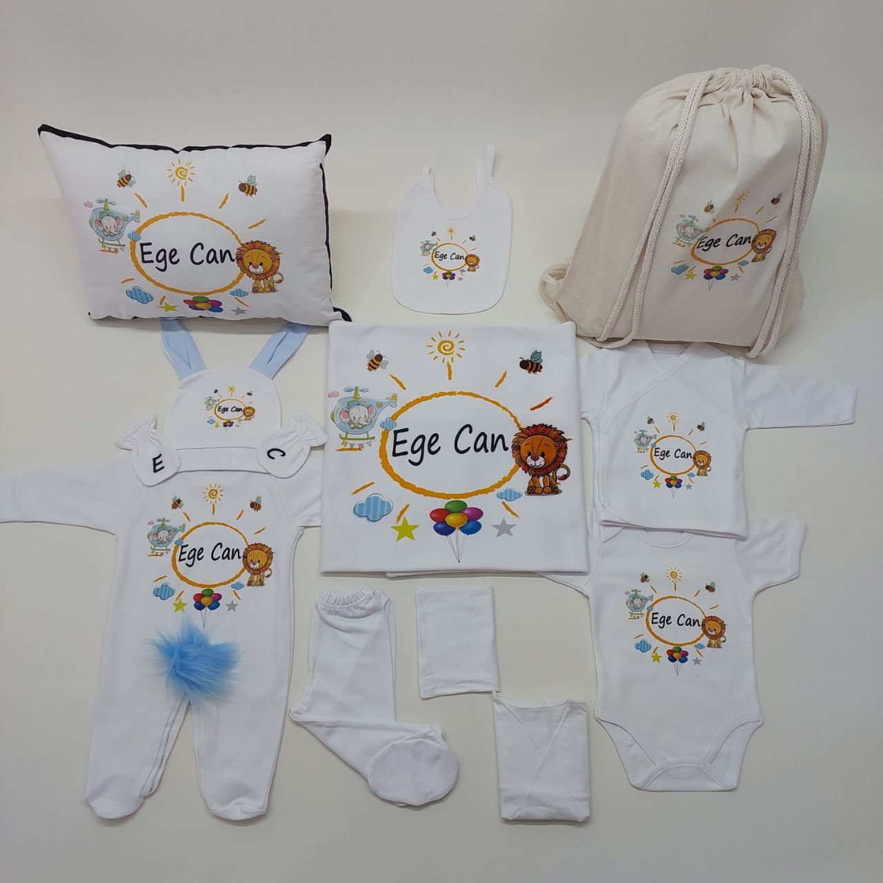 12 Parça Baskılı Desenli Hastane Çıkış Set