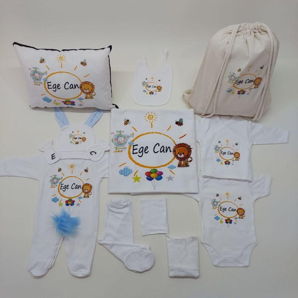 12 Parça Baskılı Desenli Hastane Çıkış Set