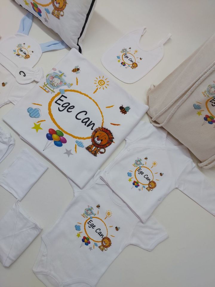 12 Parça Baskılı Desenli Hastane Çıkış Set