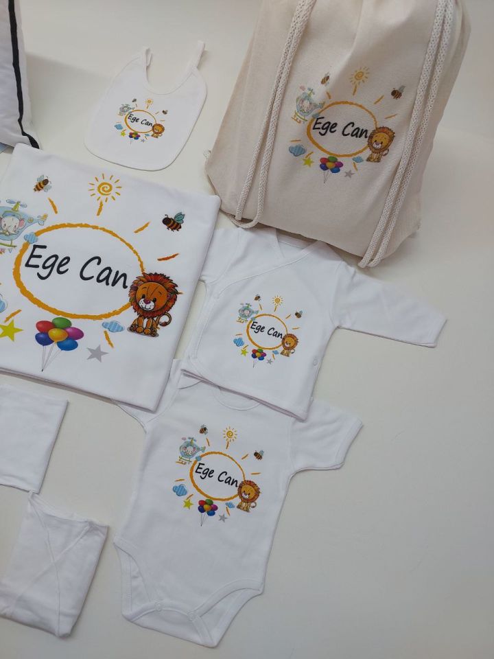 12 Parça Baskılı Desenli Hastane Çıkış Set