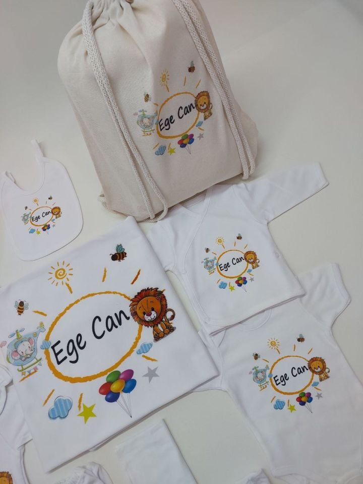 12 Parça Baskılı Desenli Hastane Çıkış Set