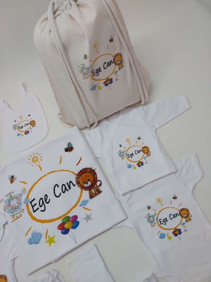 12 Parça Baskılı Desenli Hastane Çıkış Set