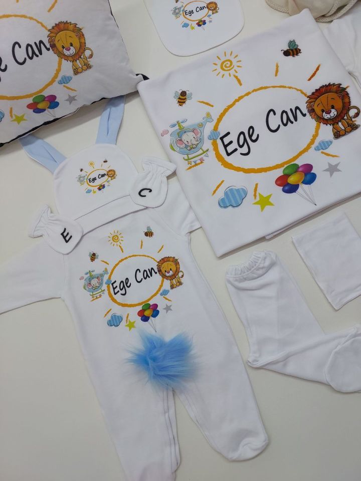 12 Parça Baskılı Desenli Hastane Çıkış Set