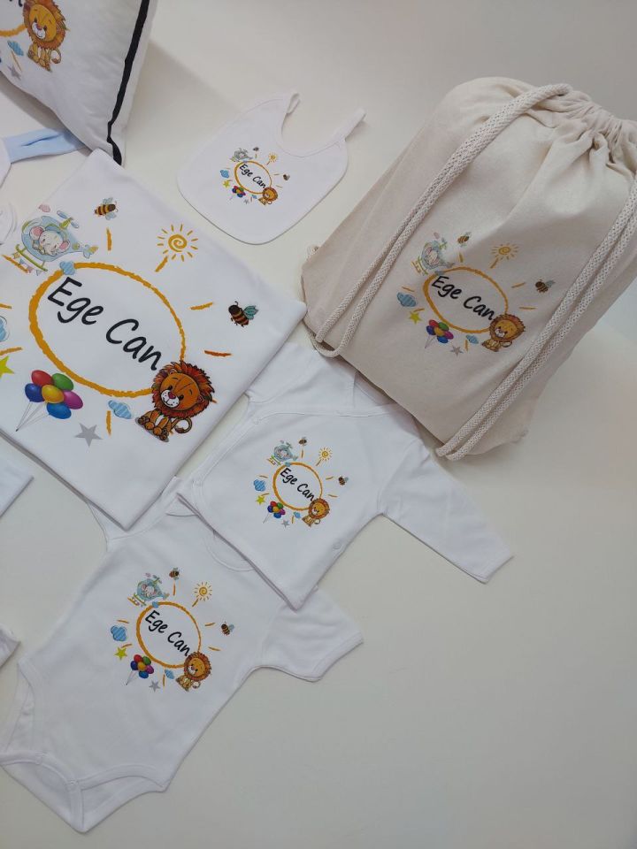 12 Parça Baskılı Desenli Hastane Çıkış Set