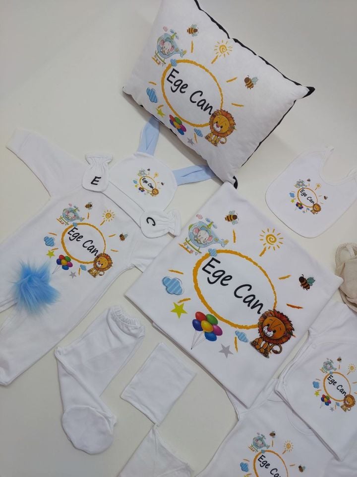 12 Parça Baskılı Desenli Hastane Çıkış Set