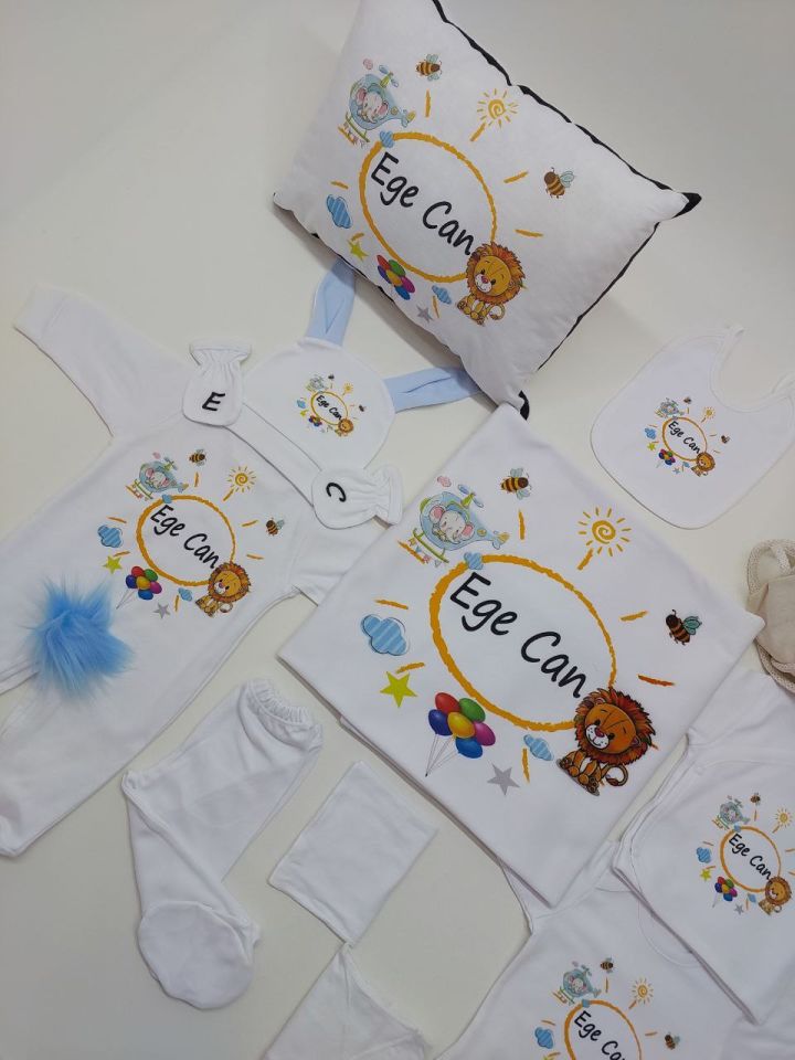 12 Parça Baskılı Desenli Hastane Çıkış Set