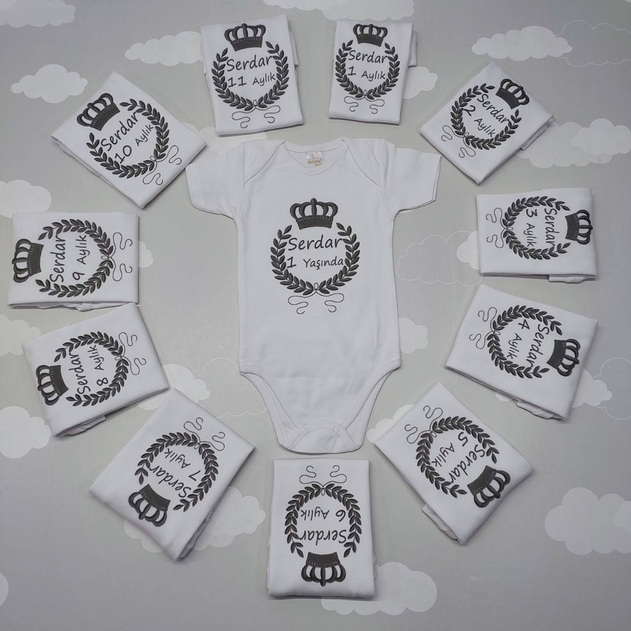 12 Aylık Silver Desenli Zıbın Seti