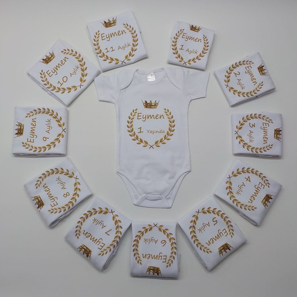 12 Aylık Gold Desenli Zıbın Seti