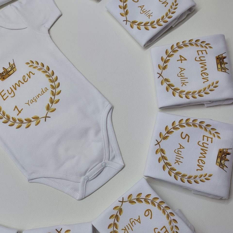 12 Aylık Gold Desenli Zıbın Seti