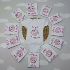 12 Aylık Pembe Desenli Zıbın Seti