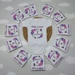 12 Aylık Pembe Çiçek Desenli Zıbın Seti