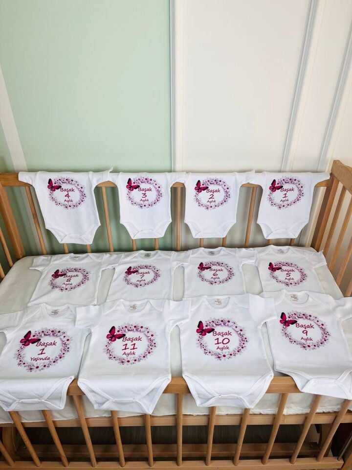 12 Aylık Kelebek Desenli Zıbın Seti