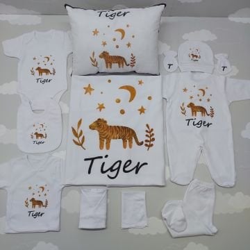 12 Parça Baskılı Beyaz Turuncu Hastane Çıkış Set