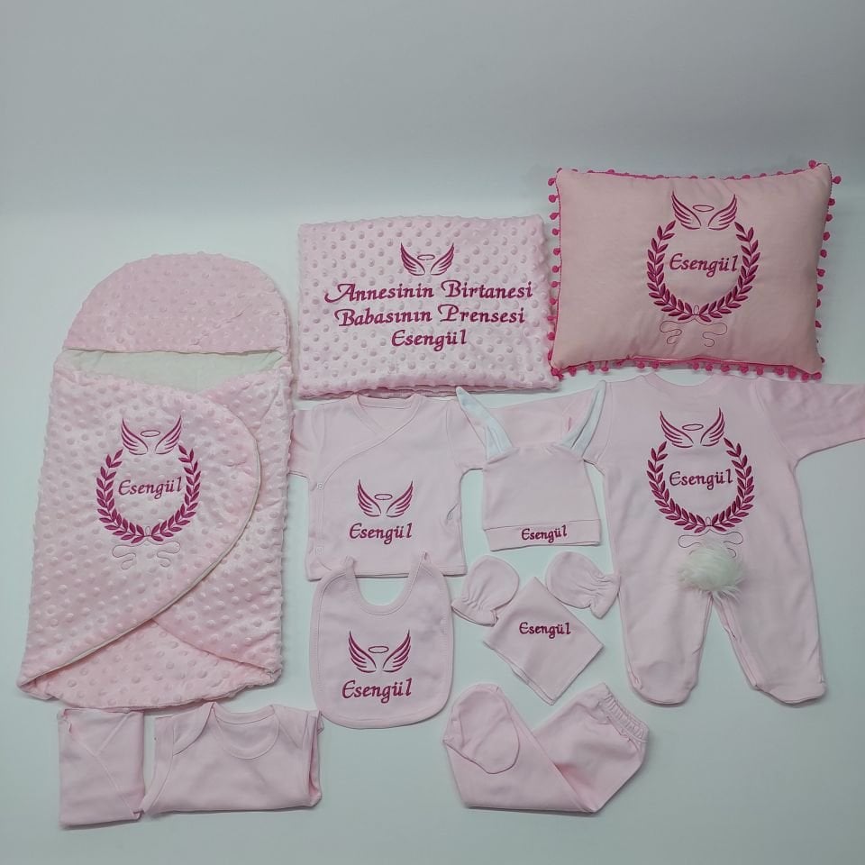 Avantajlı 12 Parça Pembe Nakışlı Set