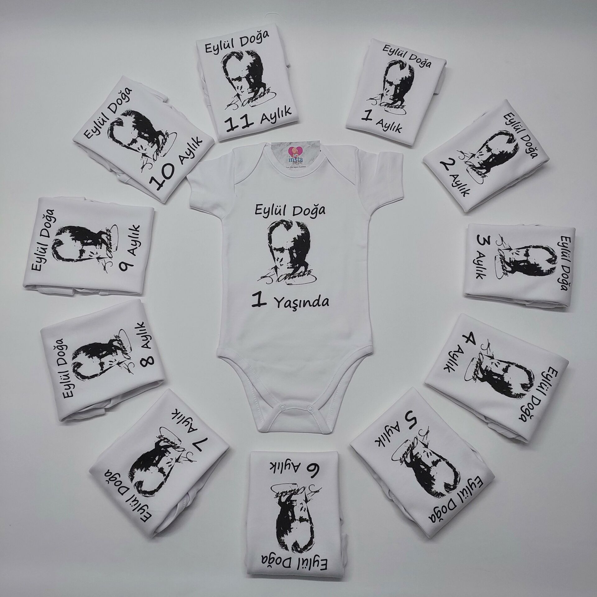 12 Aylık Atatürk Baskılı Zıbın Seti