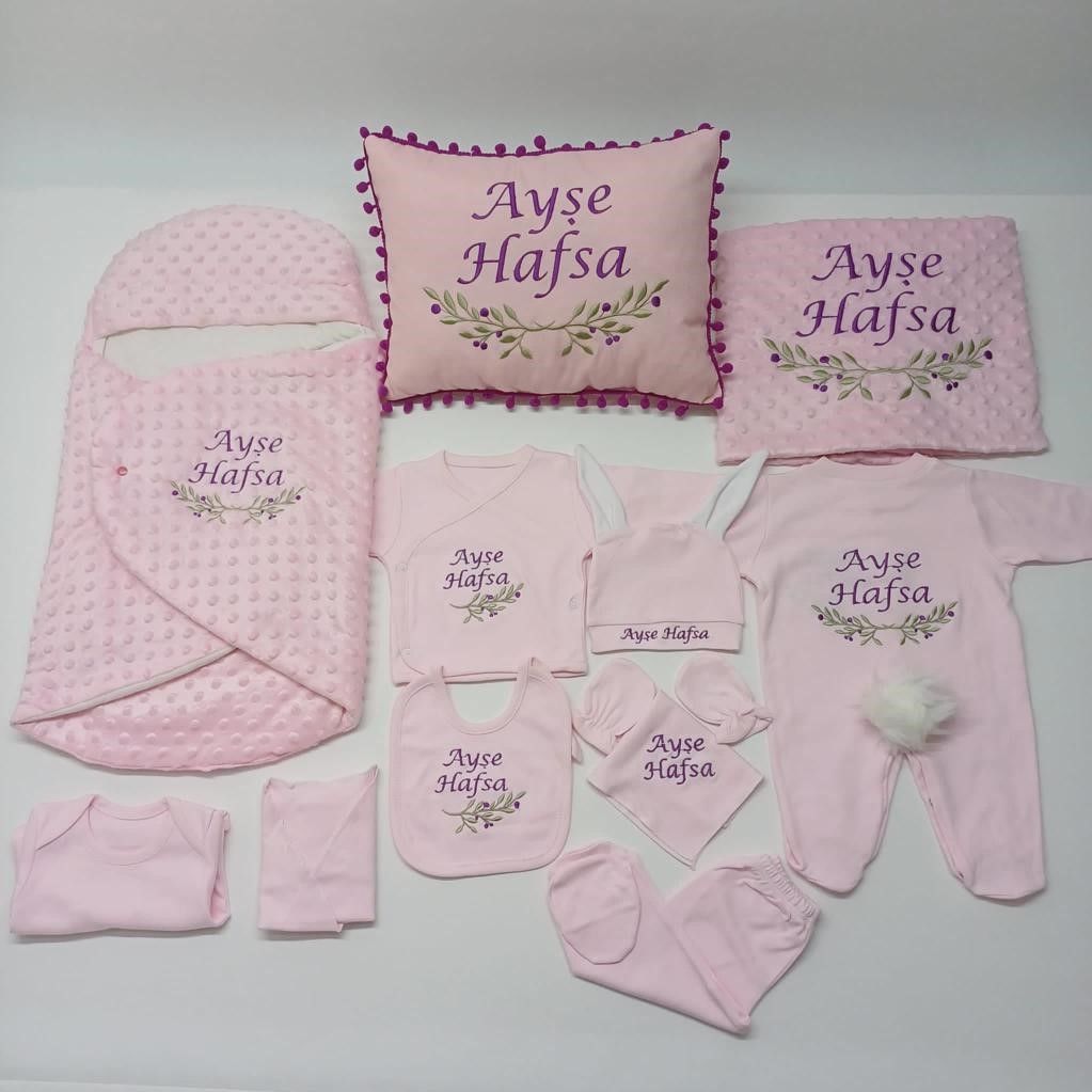 Avantajlı 12 Parça Yaprak Desenli Nakışlı Set