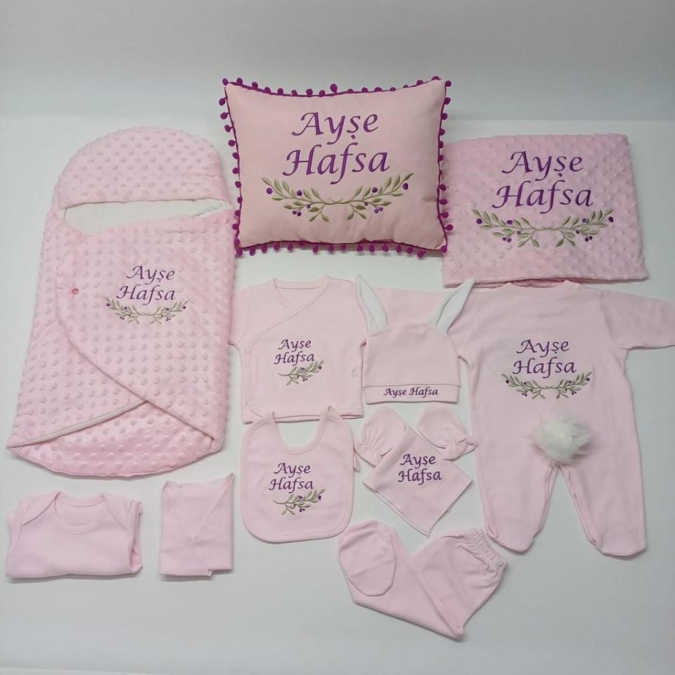 Avantajlı 12 Parça Yaprak Desenli Nakışlı Set