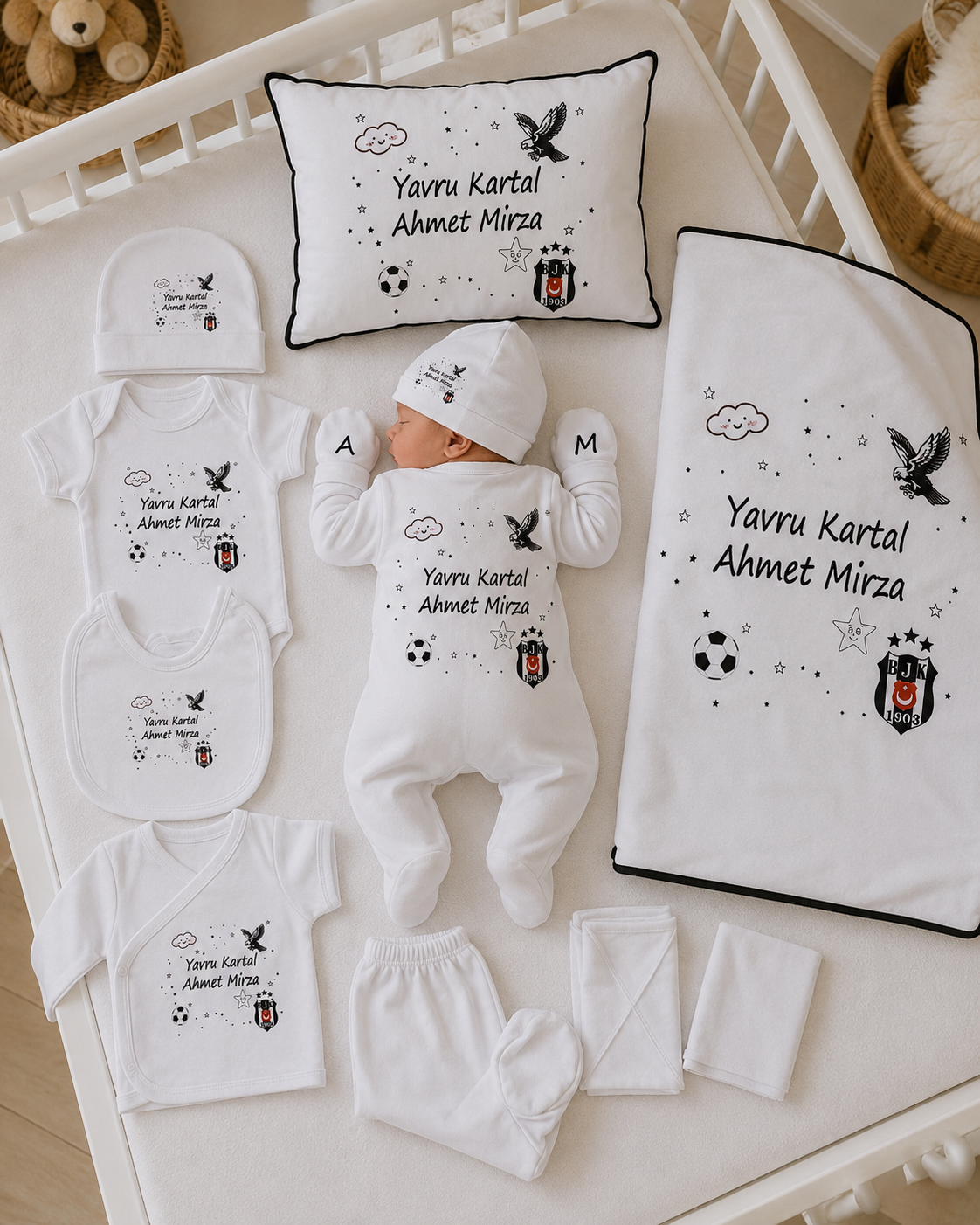 12 Parça Baskılı Hastane Çıkış Set