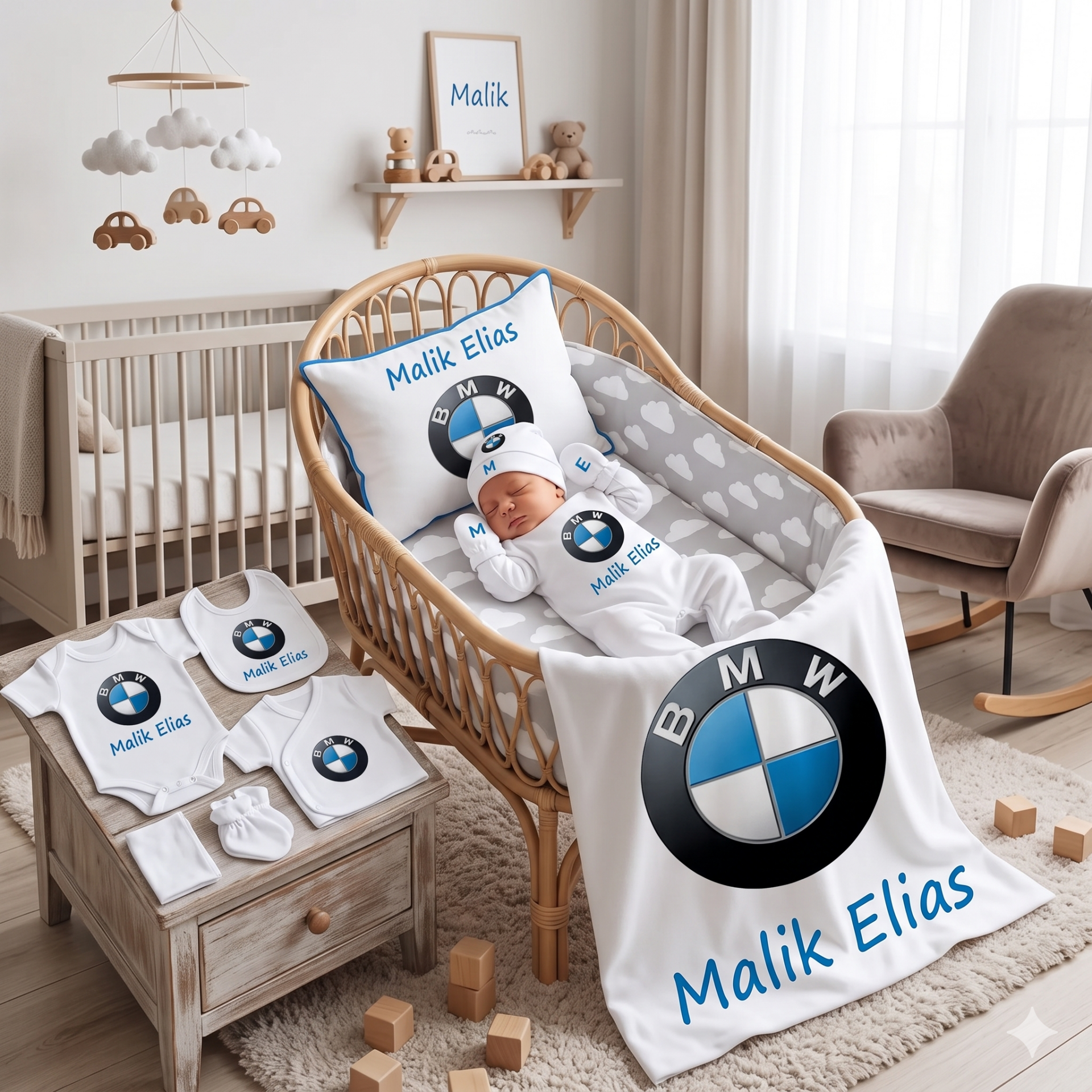 12 Parça Baskılı BMW Logolu Hastane Çıkış Set