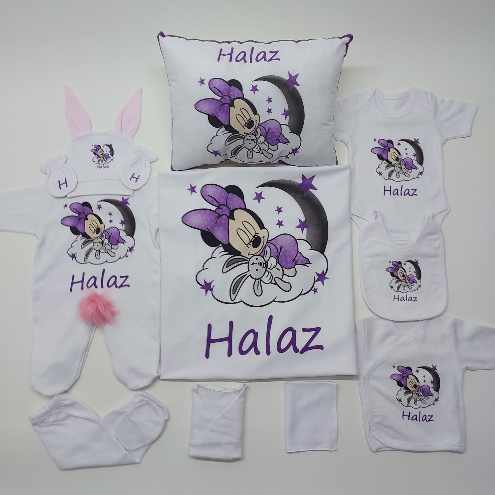12 Parça Baskılı Minnie Mouse Desenli Hastane Çıkış Set
