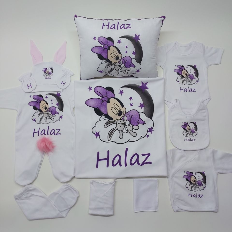 12 Parça Baskılı Minnie Mouse Desenli Hastane Çıkış Set