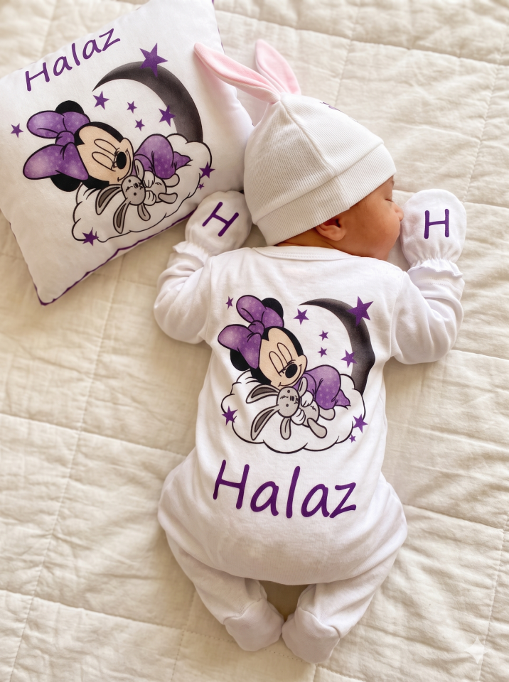 12 Parça Baskılı Minnie Mouse Desenli Hastane Çıkış Set
