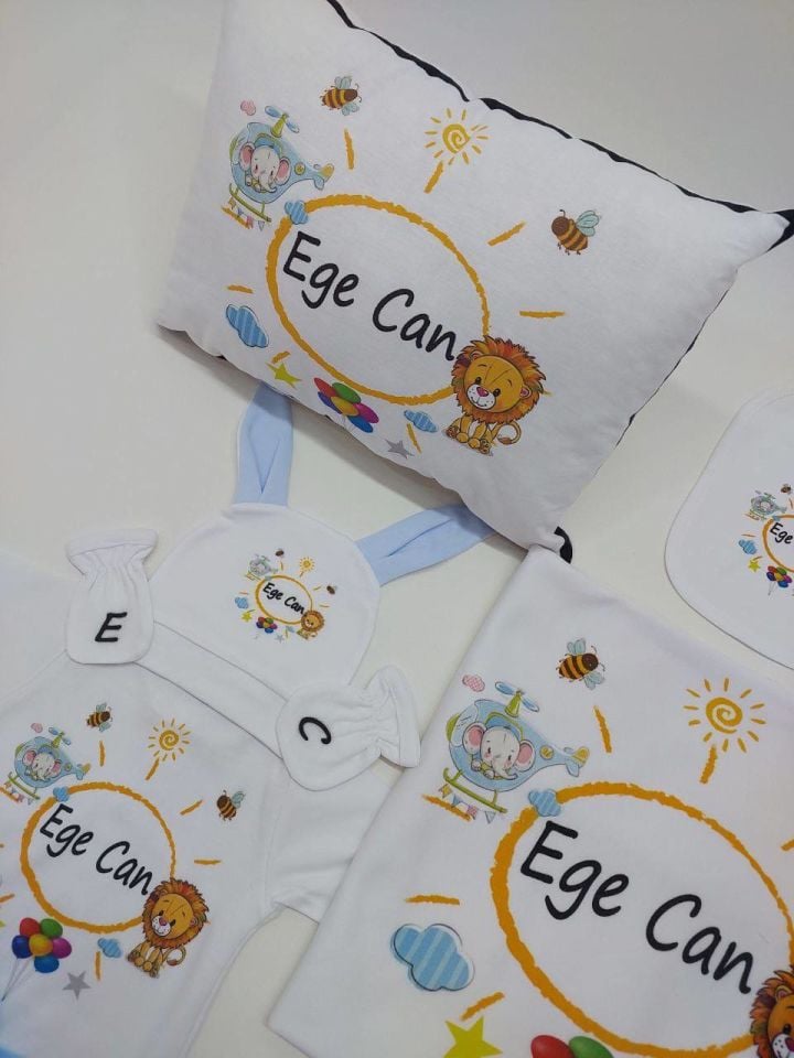 12 Parça Güneş Helikopter Aslan Desenli Hastane Çıkış Set