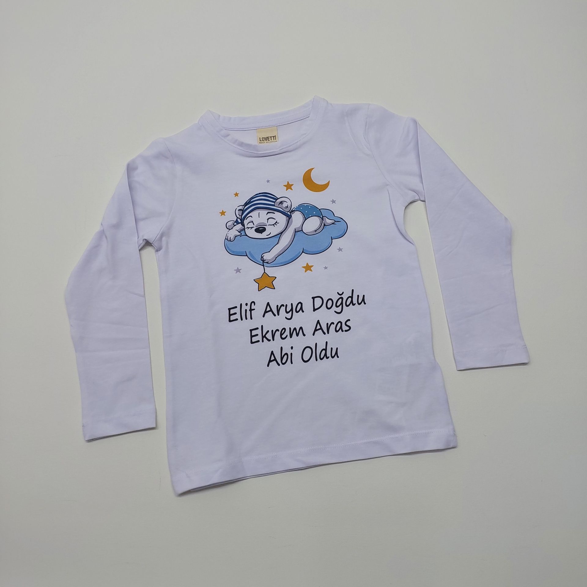 Uyuyan Ayıcık Desenli Abi-Abla Oldum Yazılı Tişört