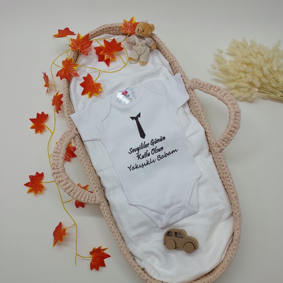 Baba Yazılı Sevgililer Günü Hediyesi Zıbın Kısa Kollu