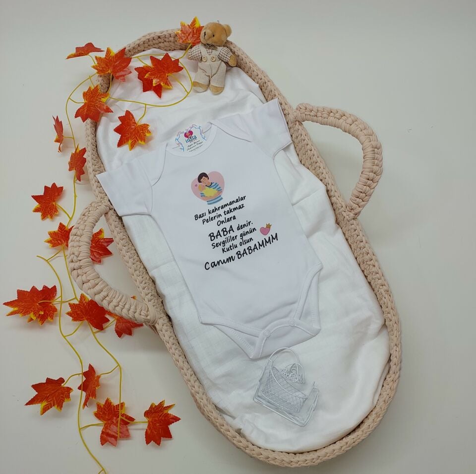 Baba Yazılı Sevgililer Günü Hediyesi Zıbın Kısa Kollu