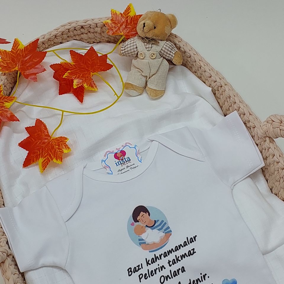 Baba Yazılı Sevgililer Günü Hediyesi Zıbın Kısa Kollu
