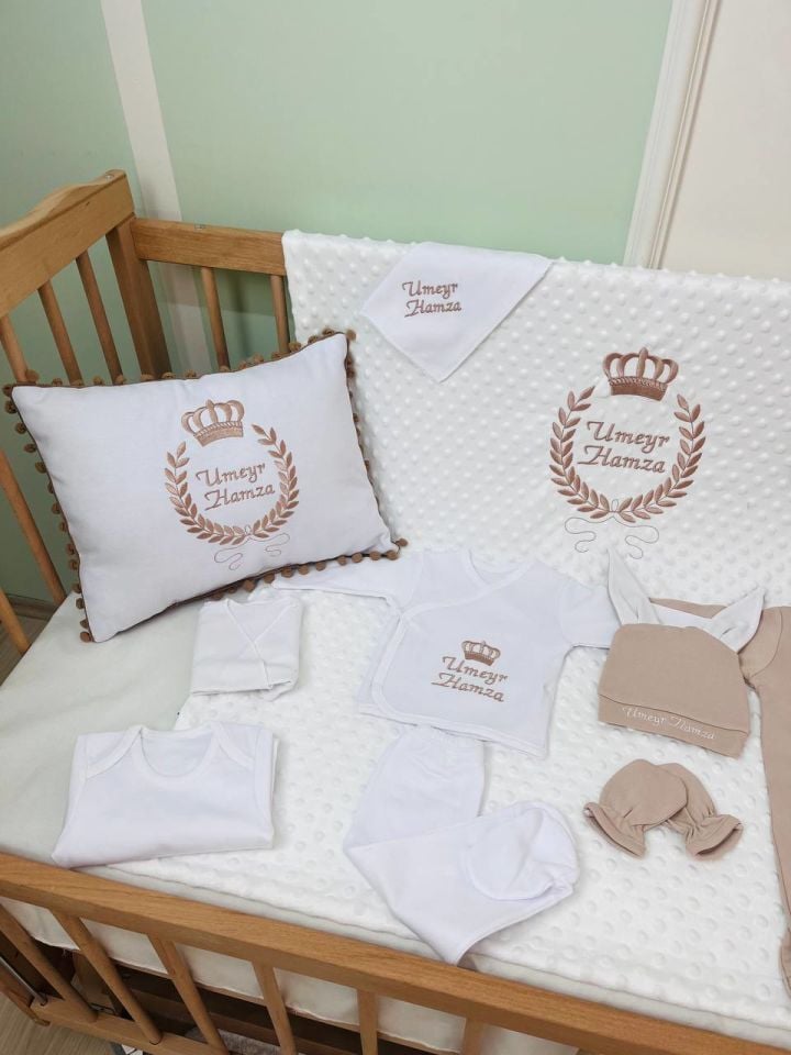Nakışlı Hastane Çıkış Seti - Bebeğiniz İçin Özel Tasarım