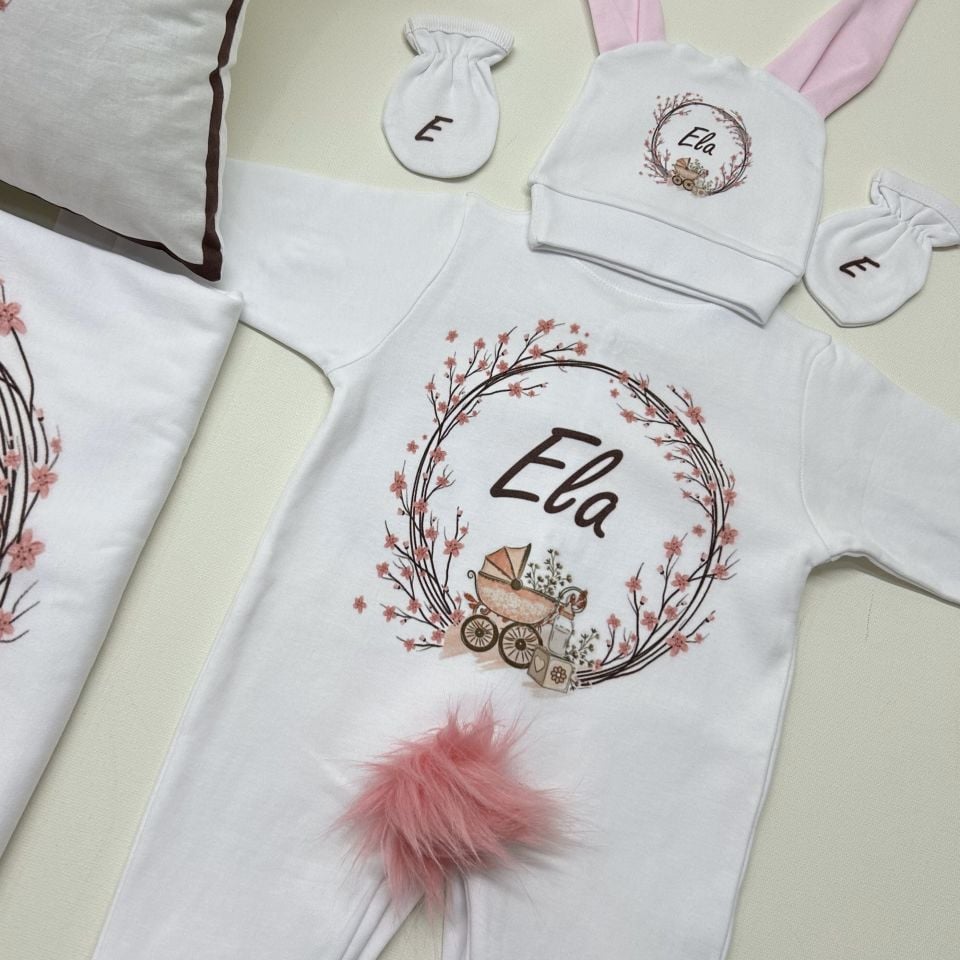 5 Parça Hastane Çıkışı Soft Çiçek Baskılı