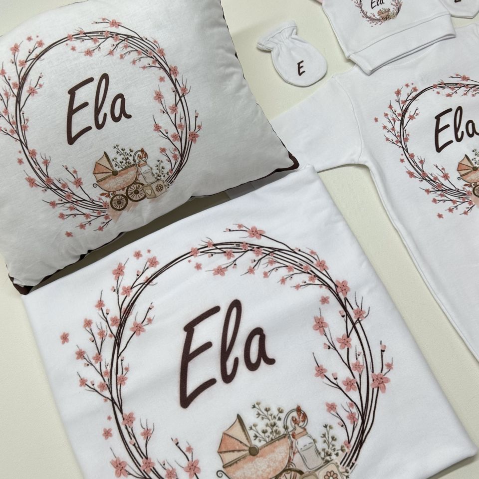 5 Parça Hastane Çıkışı Soft Çiçek Baskılı