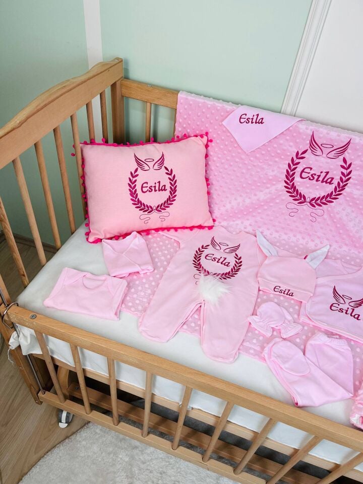 Avantajlı 12 Parça Pembe Nakışlı Set