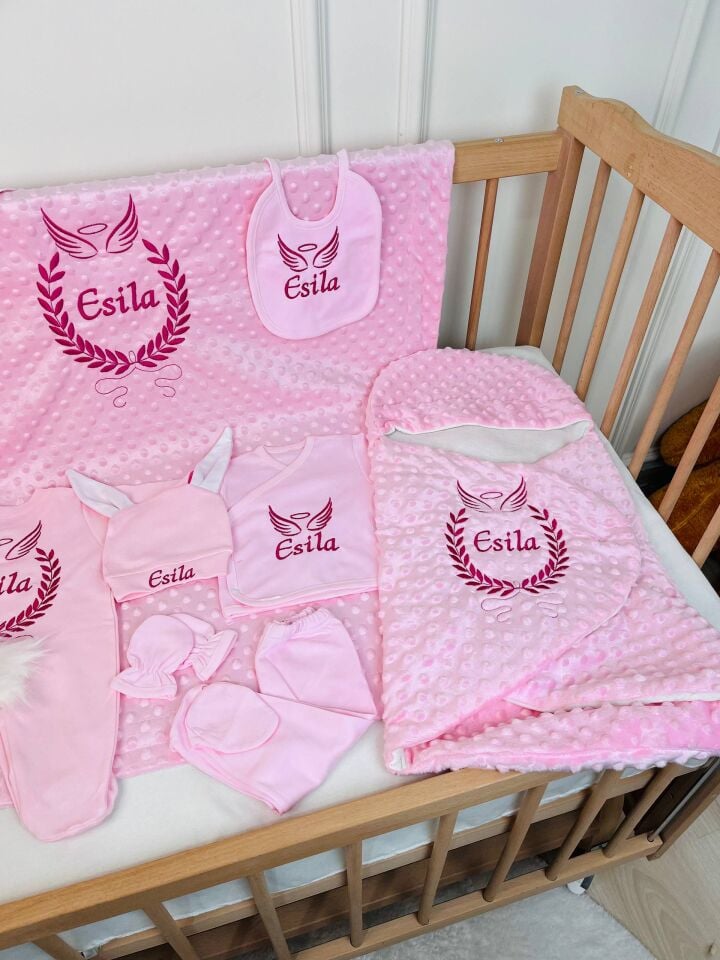 Avantajlı 12 Parça Pembe Nakışlı Set