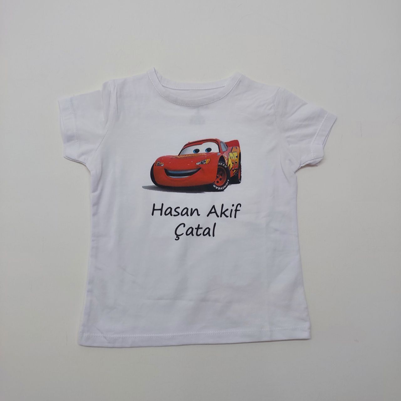 Şimşek Mcqueen Desenli Baskılı Abi-Abla Oldum Yazılı Tişört