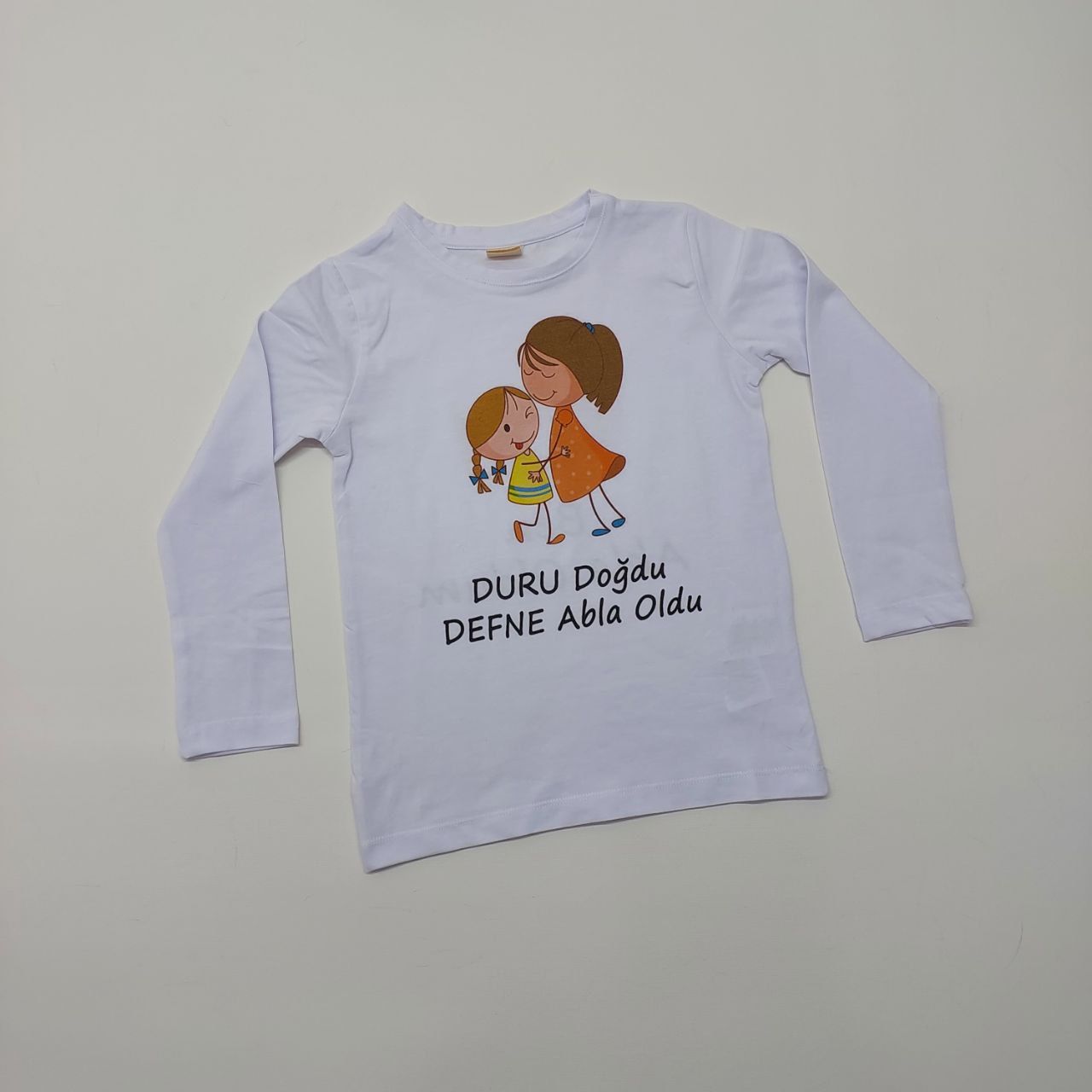 İki Kardeş Desenli Baskılı Abi-Abla Oldum Yazılı Tişört