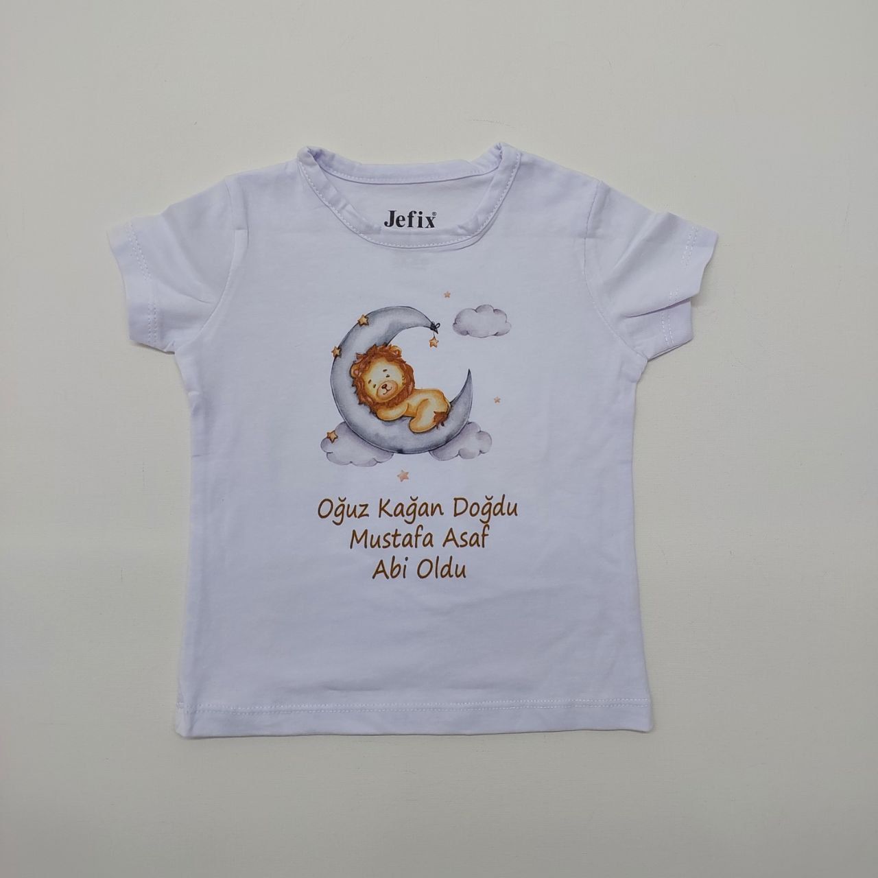 Ayda Uyuyan Aslan Baskılı Abi-Abla Oldum Yazılı Tişört