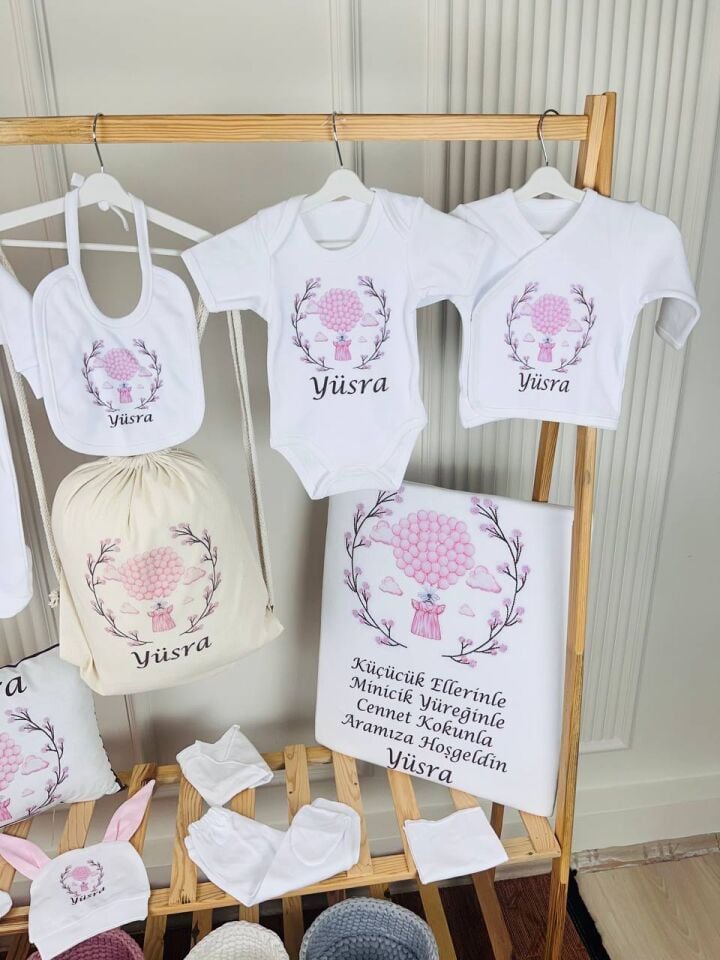 12 Parça Baskılı Balonlu Kız Elbise Desen Hastane Çıkış Set