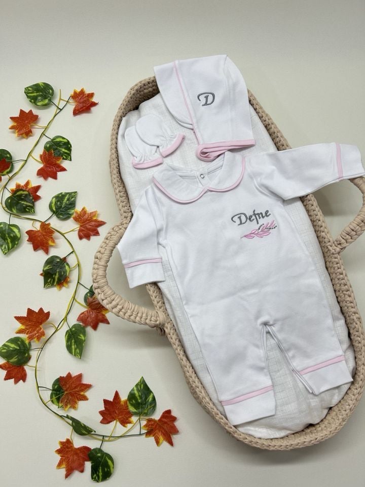 Nakışlı Özel Tasarım Tulum Eldiven Ve Bone Şapka 3'lü Set