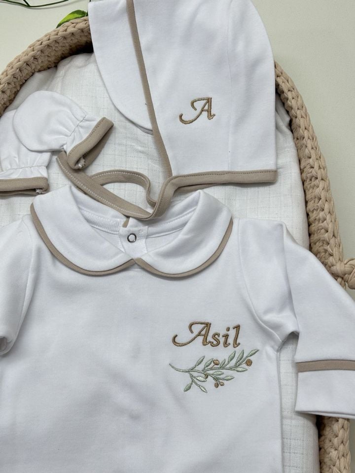 Nakışlı Özel Tasarım Tulum Eldiven Ve Bone Şapka 3'lü Set